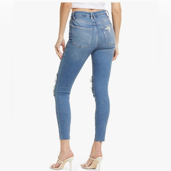 Good American Skinny Blue Distressed Jeans - Picture 3 of 12